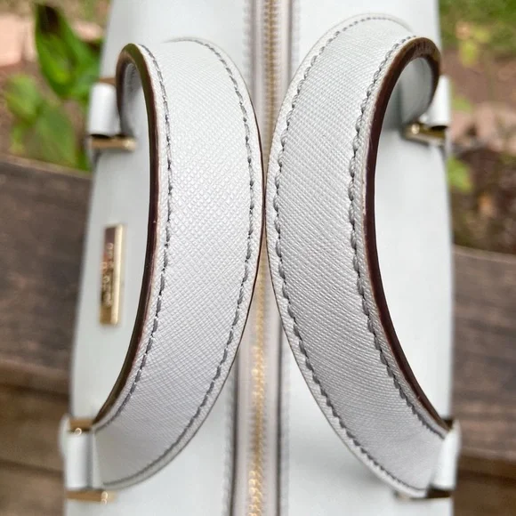 Kate Spade Light Smoke Gray Leather Structured Newbury Lane Satchel NWT - Picture 13 of 17